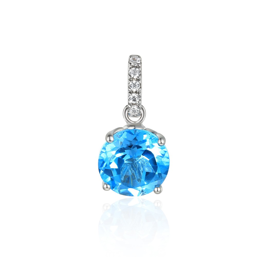 Swiss Blue Topaz Diamond accents Pendant